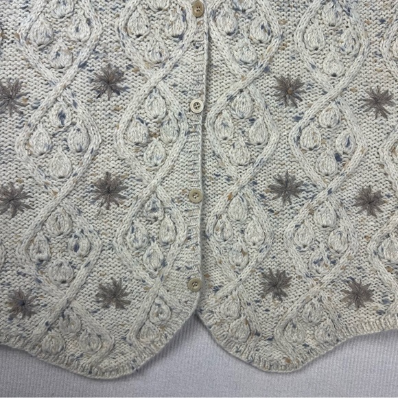 Vintage Express Tricot Handknit Sweater Vest Cream Angora Wool Blend Size Large - Picture 4 of 10
